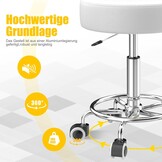 Kruk, in hoogte verstelbaar, 43-57 cm, rolkruk met voetensteun voor ontspanning van het lichaam, compact, comfortabel en licht, PU-lederen kruk met wielen, draaikruk, werkkruk, kapperskruk, bureaukruk