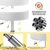 Kruk, in hoogte verstelbaar, 43-57 cm, rolkruk met voetensteun voor ontspanning van het lichaam, compact, comfortabel en licht, PU-lederen kruk met wielen, draaikruk, werkkruk, kapperskruk, bureaukruk