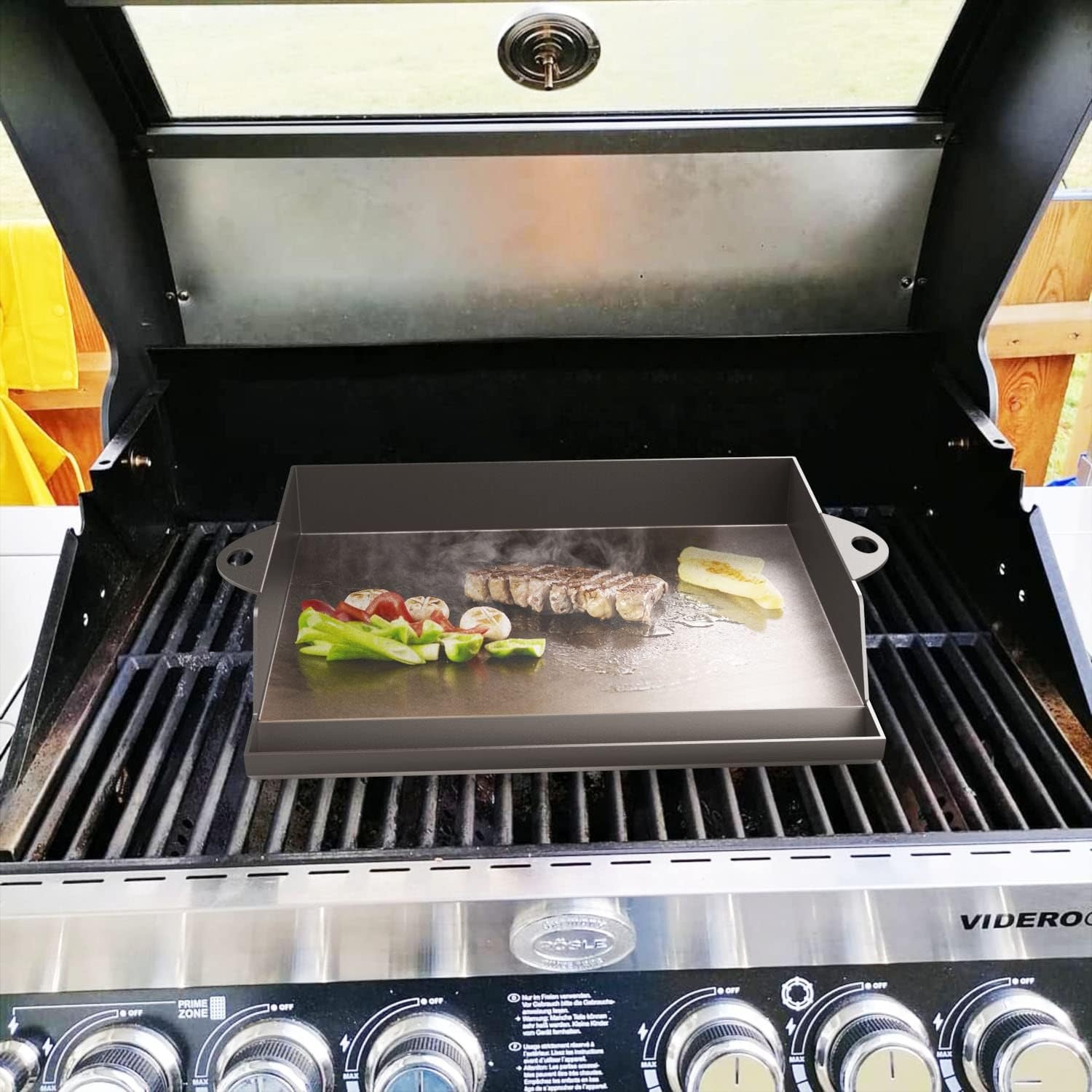Universele Plancha Grillplaat met Schraper en Spatel - 45.3 x 36.5 cm - Zwart