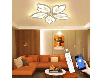 LED Plafondlamp Dimbaar, 40-80W met Afstandsbediening App, Kleurverandering Moderne Woonkamerlamp Plafondlamp, Energiebesparend Eimming Plafondverlichting Slaapkamerlamp - Maat 5 hoofden