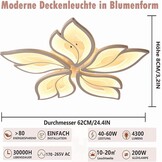 LED Plafondlamp Dimbaar, 40-80W met Afstandsbediening App, Kleurverandering Moderne Woonkamerlamp Plafondlamp, Energiebesparend Eimming Plafondverlichting Slaapkamerlamp - Maat 5 hoofden