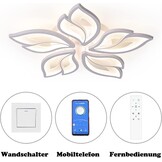 LED Plafondlamp Dimbaar, 40-80W met Afstandsbediening App, Kleurverandering Moderne Woonkamerlamp Plafondlamp, Energiebesparend Eimming Plafondverlichting Slaapkamerlamp - Maat 5 hoofden