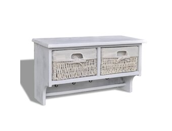 vidaXL Wandschap 60x23,5x33 cm paulowniahout wit