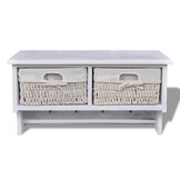 Wandschap van Paulowniahout met Manden & Haken - Wit - 60% Korting!