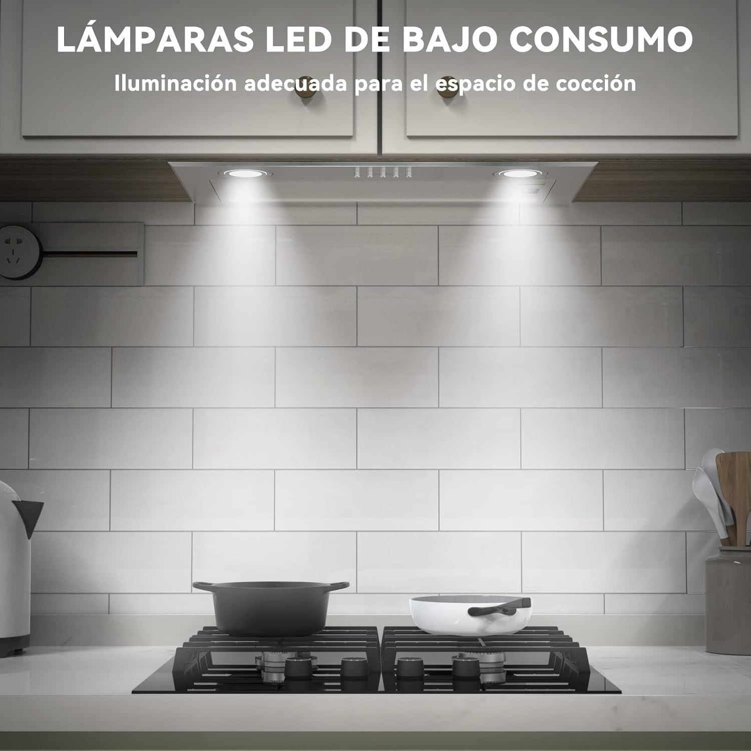 Hermitlux Afzuigkap 52cm Inbouw, afvoerlucht/recirculatiemodus，750 m³/h afzuigkappen, LED-verlichting