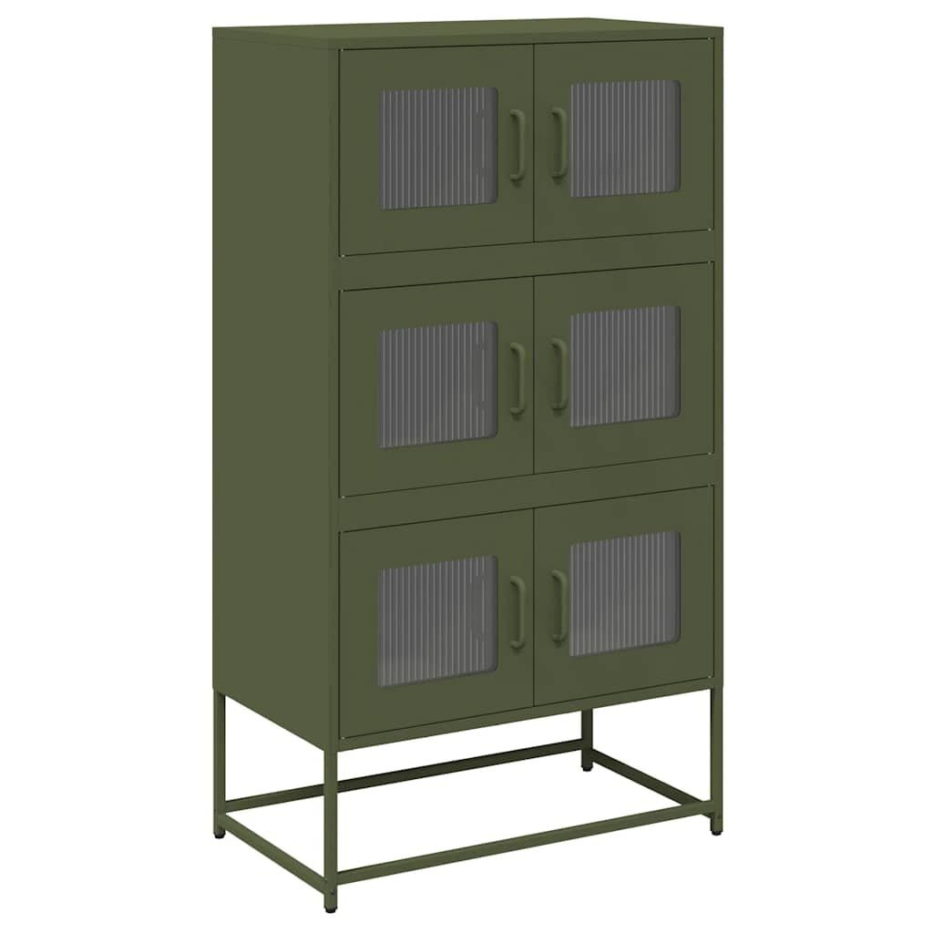 vidaXL Hoge kast 68x39x123 cm staal olijfgroen