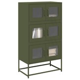 vidaXL Hoge kast 68x39x123 cm staal olijfgroen