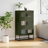 vidaXL Hoge kast 68x39x123 cm staal olijfgroen