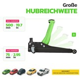 Lage Profiel 3T Auto Hydraulische Krik Met Trolley | Dubbele Zuiger Slag 75-510mm - Capaciteit tot 3000kg