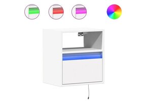 Set van 2 Nachtkastjes met LED, Wandmontage, Wit - 81% Korting!