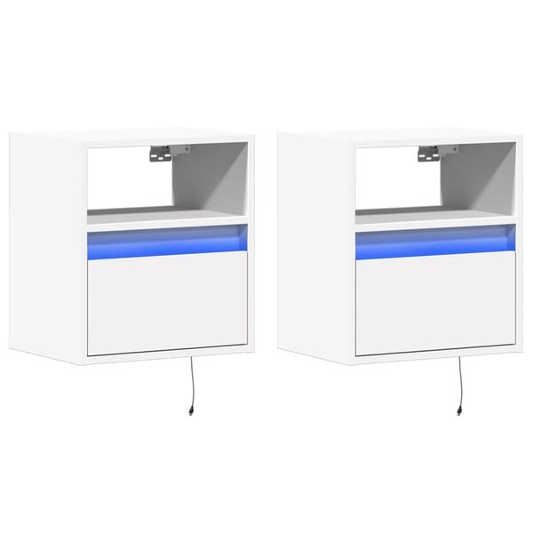Nachtkastjes met LED Verlichting, 2 stuks, Wit - 85% Korting