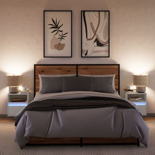Nachtkastjes met LED Verlichting, 2 stuks, Wit - 85% Korting