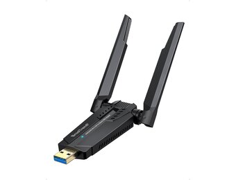 BrosTrend AXE5400 WiFi 6E USB-Adapter, Tri-Band Langeafstand USB WiFi Adapter Netwerkadapter for PC 6GHz 2402Mbps + 5GHz 2402Mbps + 2.4G 574Mbps, Ultra-Lage Latentie WiFi Adapter for Windows 11/10