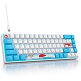 SOLIDEE 65% Compacte Mechanische Gaming Toetsenbord QWERTY met Rode Schakelaars en RGB Verlichting - Zeeblauw