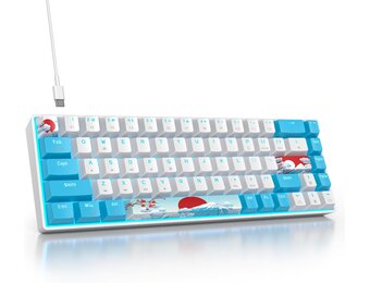 SOLIDEE 65% Compacte Mechanische Gaming Toetsenbord QWERTY met Rode Schakelaars en RGB Verlichting - Zeeblauw