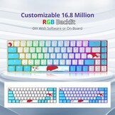 SOLIDEE 65% Compacte Mechanische Gaming Toetsenbord QWERTY met Rode Schakelaars en RGB Verlichting - Zeeblauw