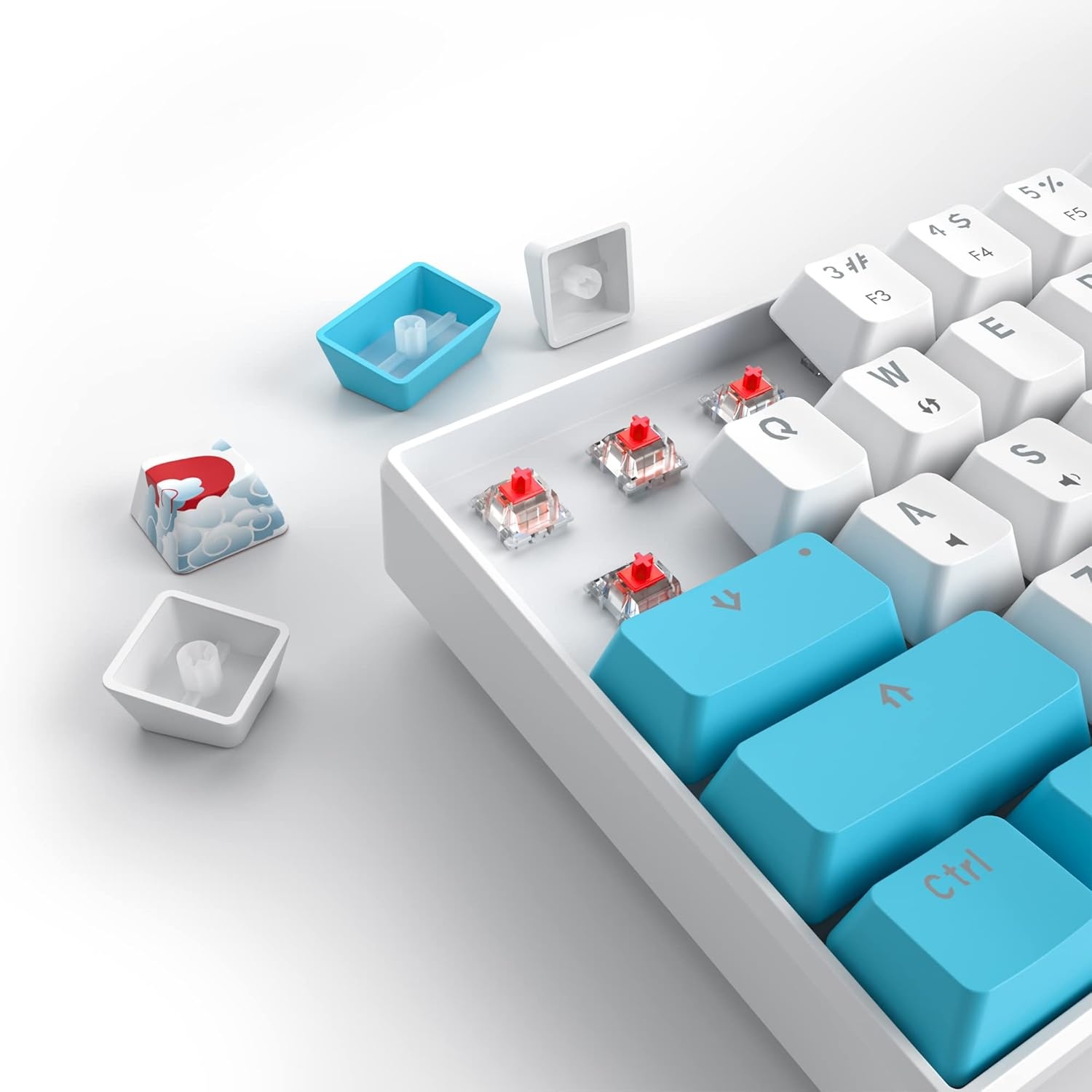 SOLIDEE 65% Compacte Mechanische Gaming Toetsenbord QWERTY met Rode Schakelaars en RGB Verlichting - Zeeblauw