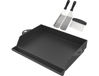 Universele Plancha Grillplaat met Schraper en Spatel - 45.3 x 36.5 cm - Zwart
