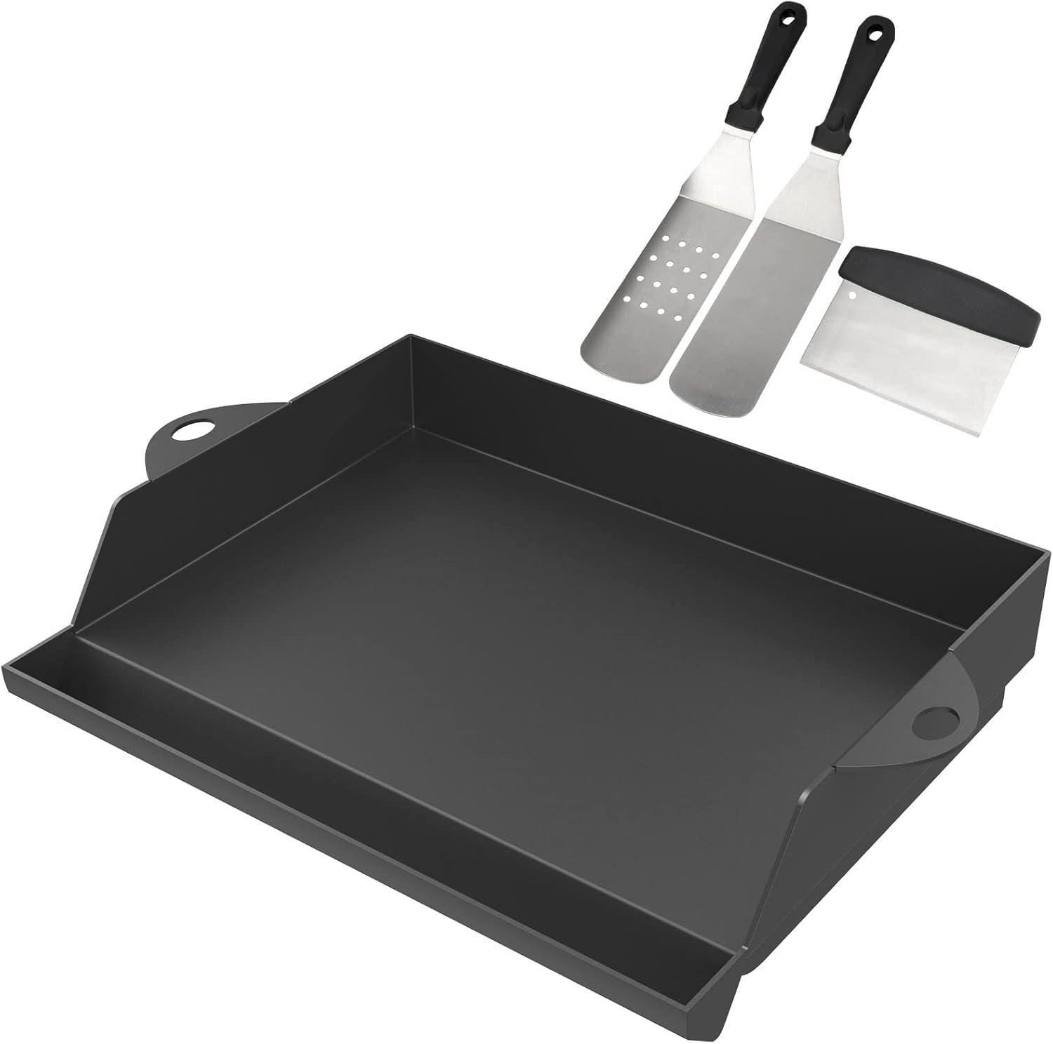 Universele Plancha Grillplaat met Schraper en Spatel - 45.3 x 36.5 cm - Zwart