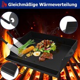 Universele Plancha Grillplaat met Schraper en Spatel - 45.3 x 36.5 cm - Zwart