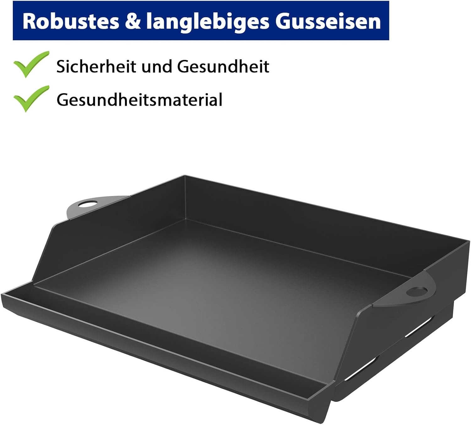 Universele Plancha Grillplaat met Schraper en Spatel - 45.3 x 36.5 cm - Zwart
