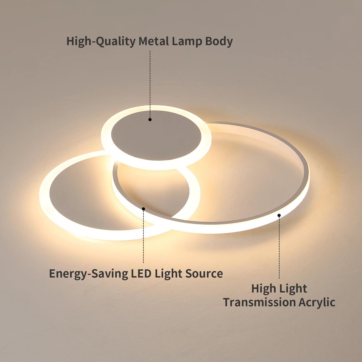 39W Ronde LED Plafondlamp 52 cm Wit voor Woonkamer, Slaapkamer en Kinderkamer