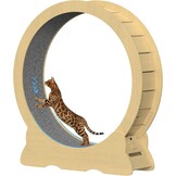 Houten loopwiel voor katten, 100 cm binnendiameter, fluisterstil kattenspeelgoed, XL, houtkleur