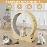 Houten loopwiel voor katten, 100 cm binnendiameter, fluisterstil kattenspeelgoed, XL, houtkleur