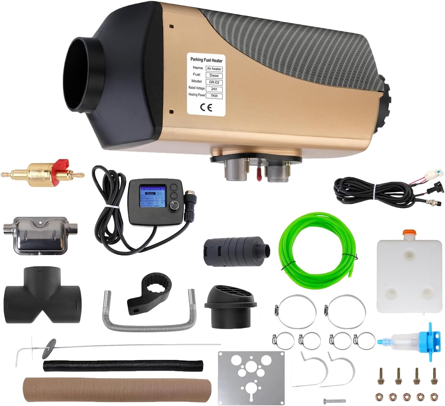 Dieselverwarming 24V 7kW met LCD - Parkeerverwarming voor Vrachtwagens, campers en boten