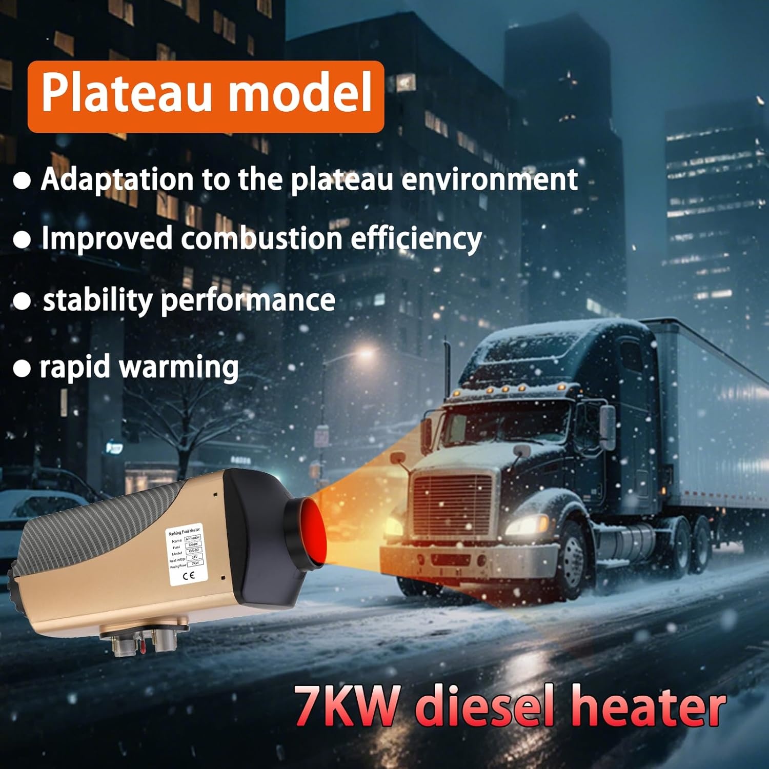 Dieselverwarming 24V 7kW met LCD - Parkeerverwarming voor Vrachtwagens, campers en boten