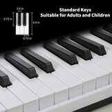 Piano Keyboard voor kinderen, 61 toetsen, elektronisch toetsenbord, draagbaar digitaal muziekinstrument voor vroege onderwijs met microfoon en muziekbladstandaard (Wit, Illuminated buttons) - Maat Illuminated buttons