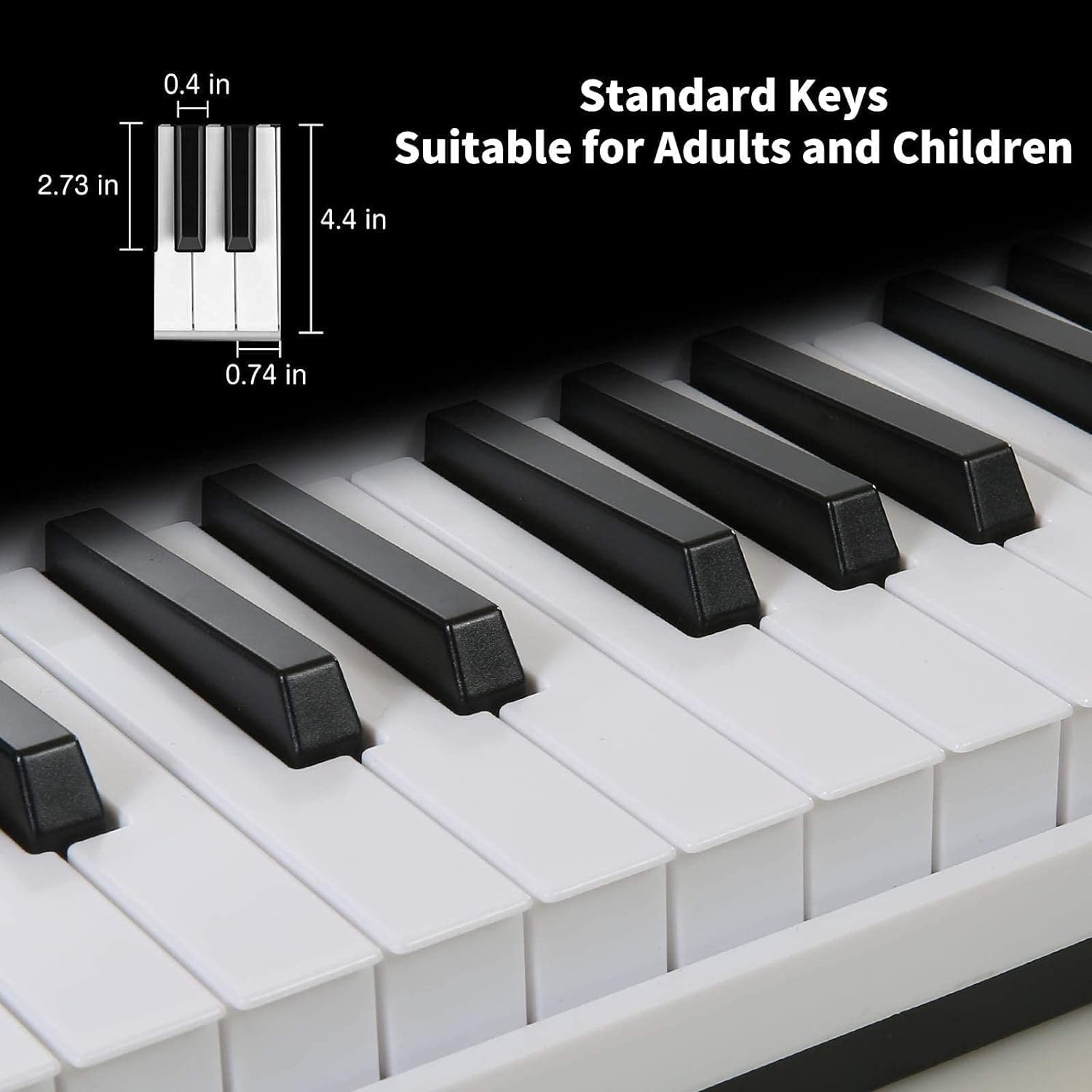Piano Keyboard voor kinderen, 61 toetsen, elektronisch toetsenbord, draagbaar digitaal muziekinstrument voor vroege onderwijs met microfoon en muziekbladstandaard (Wit, Illuminated buttons) - Maat Illuminated buttons