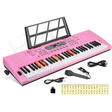 Piano Keyboard voor kinderen, 61 toetsen, elektronisch toetsenbord, draagbaar digitaal muziekinstrument voor vroege onderwijs met microfoon en muziekbladstandaard (Wit, Illuminated buttons) - Maat Illuminated buttons