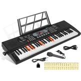 Piano Keyboard voor kinderen, 61 toetsen, elektronisch toetsenbord, draagbaar digitaal muziekinstrument voor vroege onderwijs met microfoon en muziekbladstandaard (Wit, Illuminated buttons) - Maat Illuminated buttons