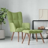 vidaXL Relaxstoel met voetenbank fluweel lichtgroen