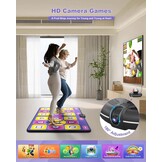 Flanellen dansmat voor tv met camera, dubbele dansmat met draadloze controller, antislip danspad voor kinderen en volwassenen, geschenken voor meisjes en jongens