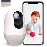 nooie Baby Monitor with Camera, 2K 360° Baby Monitor, WiFi, Indoor Surveillance Camera, Dog Camera with App, Motion Tracking, Night Vision, 2-Way Audio, Compatible with Alexa/Google Home
