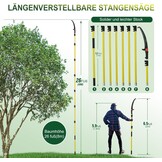 Telescopische Snoeizaag met Uitschuifbare Steel, 6 meter, Verstelbare Lengte, Hoge Takken