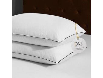 DWR Luxe ganzenveren dons kern kussens omgeven door polyester - Set van 2 - Maat 40x80cm - 100% biologische katoenen hoes - Maat 40x80 cm (2 Stück)