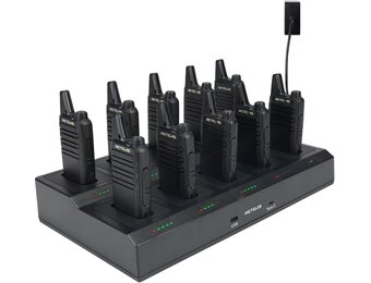 Retevis RT622 Walkie-talkies, PMR446 Mini-Walkie-Talkies Oplaadbaar met 10-Weg Oplader, Afneembare Oplaadsleuven, Vox, Professionele Walkie-Talkies Voor Volwassenen, School, Hotel (10 Pack, Zwart)