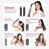Atopskins Air Styler 6-in-1 Airbrush Pro haarstyler met haardroger, blaasborstel, föhnborstel, blaasborstel, krultang, voor drogen, krullen, gladmaken