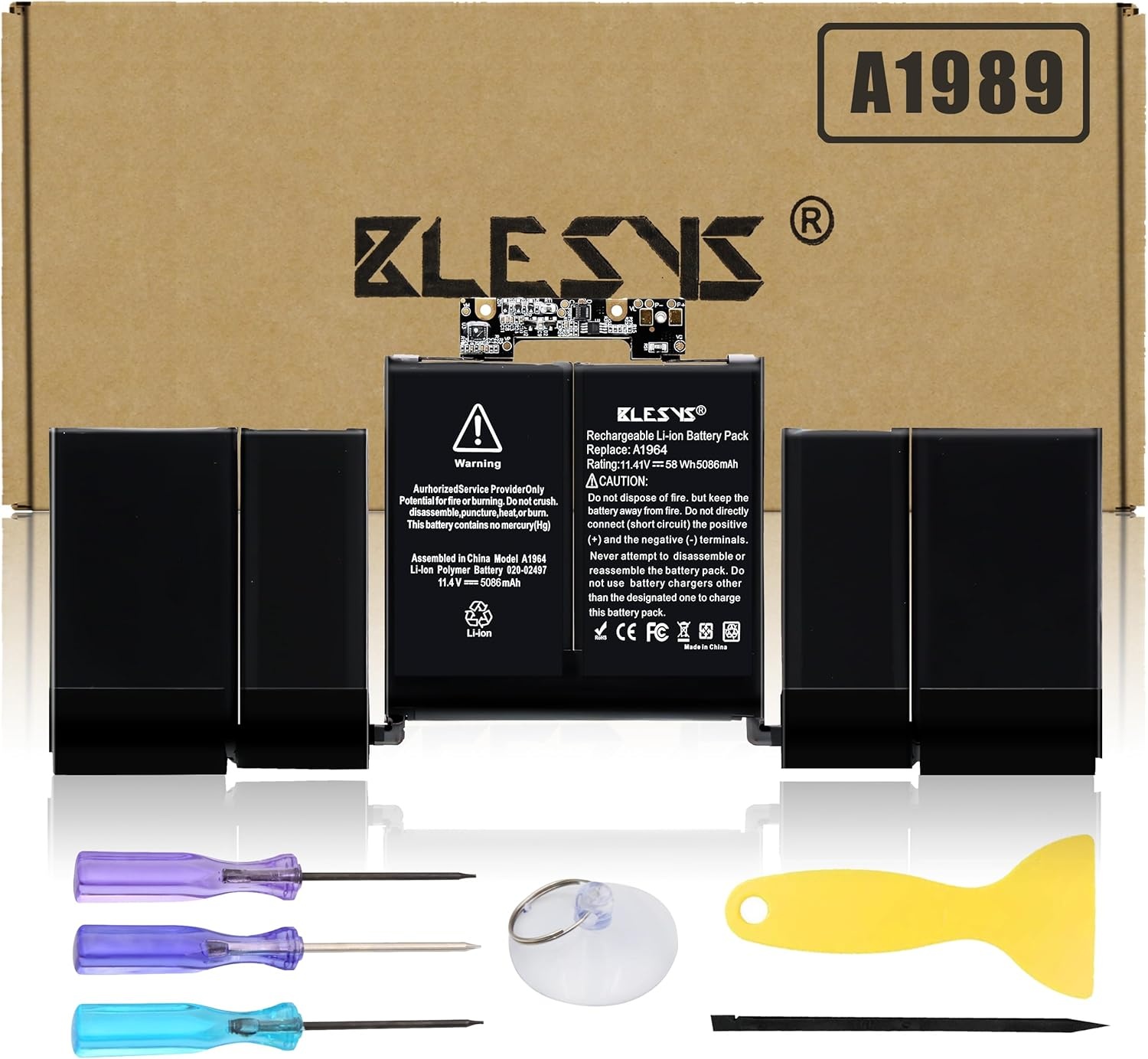 BLESYS A1964 A1989 accu voor MacBook Pro 13 inch (2018 2019) A1989 EMC 3214 EMC 3358 laptop 11,41 V 58,0 Wh