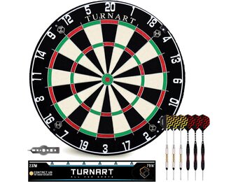 Dartbord Varkenshaar Dartboard Set Met 6 Metalen Tip Darts, Professionele Dartboard Set Met Een Throw(Oche) Line, Een Dartgereedschap en Een Meertalige Instructie