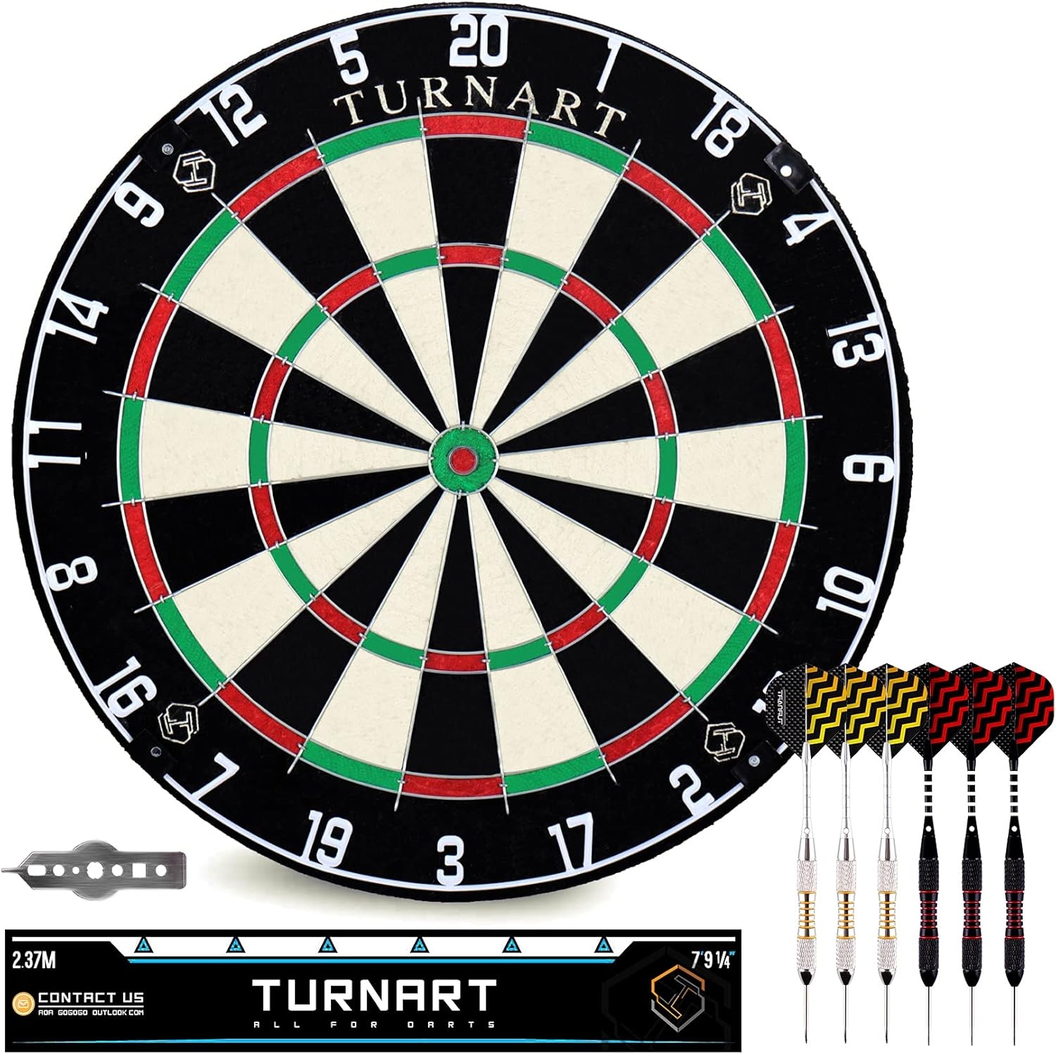 Dartbord Varkenshaar Dartboard Set Met 6 Metalen Tip Darts, Professionele Dartboard Set Met Een Throw(Oche) Line, Een Dartgereedschap en Een Meertalige Instructie