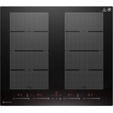 AMZCHEF Inductiekookplaat 60 cm met 2 flexzones, 4 zones, inductiekookplaat met stille werking, 9 standen en booster, BBQ-functie, pauzefunctie en warmhouden, 7400 W
