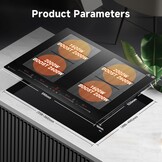 AMZCHEF Inductiekookplaat 60 cm met 2 flexzones, 4 zones, inductiekookplaat met stille werking, 9 standen en booster, BBQ-functie, pauzefunctie en warmhouden, 7400 W