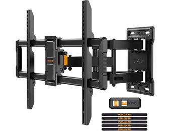 Perlegear TV-muurbeugel, zwenkbaar, kantelbaar, voor platte en gebogen tv's, max. VESA 600 x 400 mm, tot 60 kg