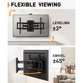 Perlegear TV-muurbeugel, zwenkbaar, kantelbaar, voor platte en gebogen tv's, max. VESA 600 x 400 mm, tot 60 kg