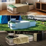 Zearna Luchtmatras voor 2 personen, zelfopblazend matras in 3 minuten, opblaasbaar matras, logeerbed met ingebouwde elektrische pomp, opblaasbaar bed voor thuisgebruik, 203 x 152 x 46 cm