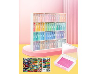 60 stuks Diamond Art Storage Containers Trays & Stand, Diamond Painting Accessoires Diamond Painting Trays met Deksels, 2-in-1 Diamond Art Trays en Diamond Painting opslag, Diamond Art Tools Opbergrek